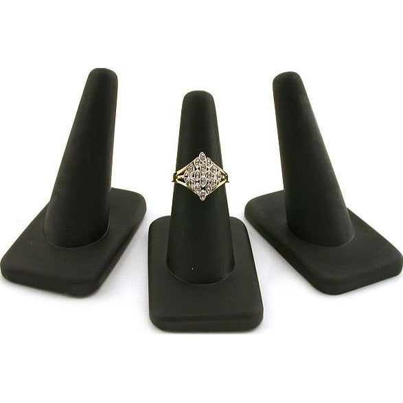 FindingKing 3 Black Rubber Ring Finger Jewelry Holder Showcase