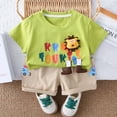 thumbnail image 4 of NIEWTR Toddler Boy Girl Short Sleeve T-Shirt and Elastic Waistband Elastic Shorts Outfit Set 2Pcs Cotton Outfits Summer Pjs 5t 6t Children's Day Gift 2PCS Set ,3-4 Years, 4 of 5