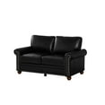 thumbnail image 6 of Small Loveseat Couch Sofa with Storage Boxes and Wood Leg, Faux Leather Mid Modern Century 2-Seat Sofa with Nails Decoration for Small Space/Living Room/Studio/Apartment, Black, 6 of 7