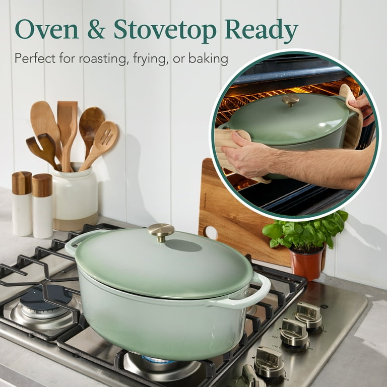 Best Choice Products 7.5-Quart Oval Dutch Oven, Sage Green photo 4