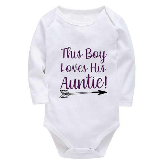 This Boy Loves His Auntie New Baby Onesie Long Sleeve Coming Home Outfit for Baby Girl Summer White 0-3 Month Onsie