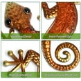 thumbnail image 3 of Metal Gecko Wall Art- 15 Inch Lizard Outdoor Decor Hanging Glass Sculpture, 2 Pack Gecko Wall Art Decorations for Garden Fence Home (Green&Orange), 3 of 8