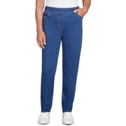 Alfred Dunner Womens Dark Wash Denim Short Length Pant