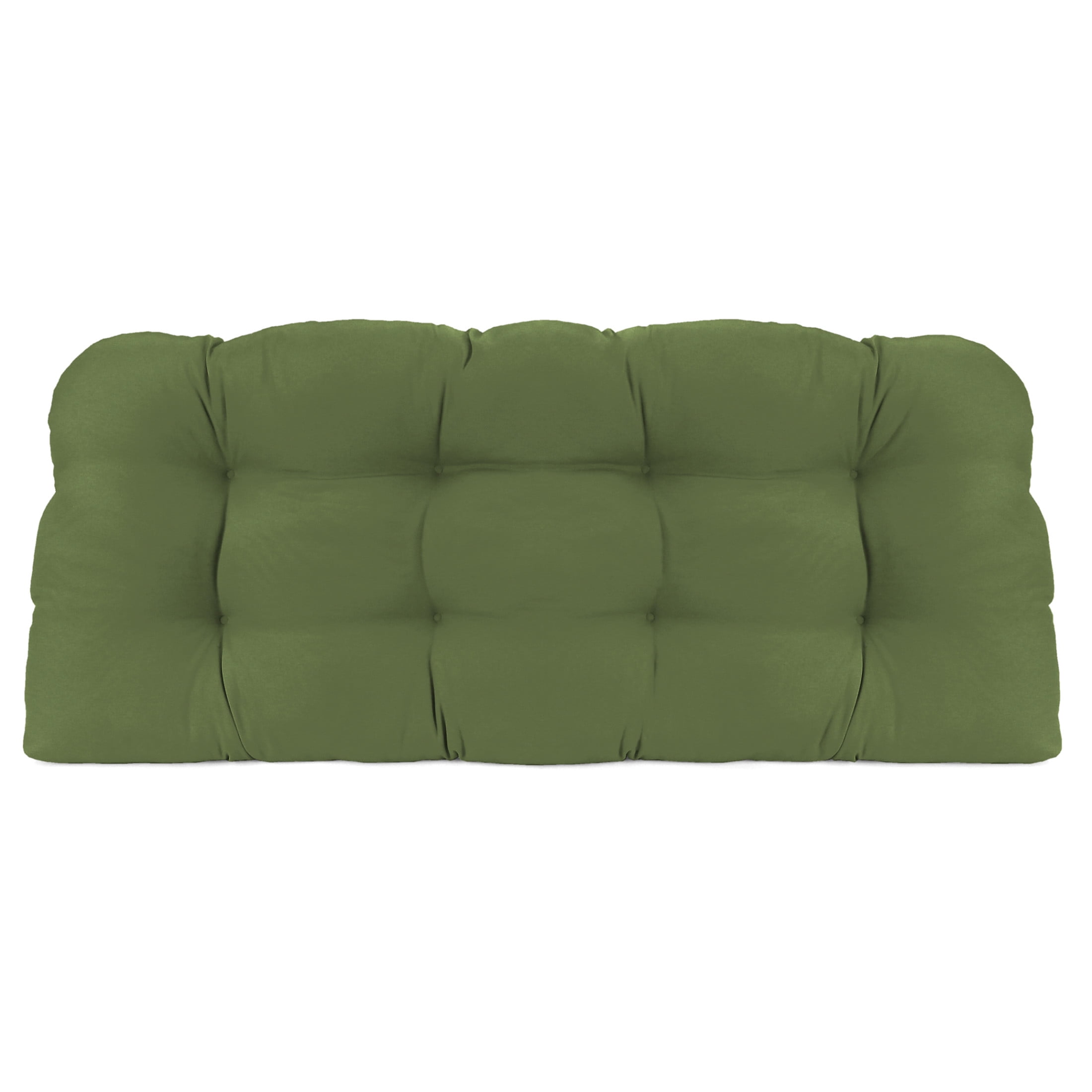 Jordan Manufacturing 44" x 18" Veranda Hunter Green Solid Rectangular Tufted Contoured Outdoor Wicker Settee Bench Cushion