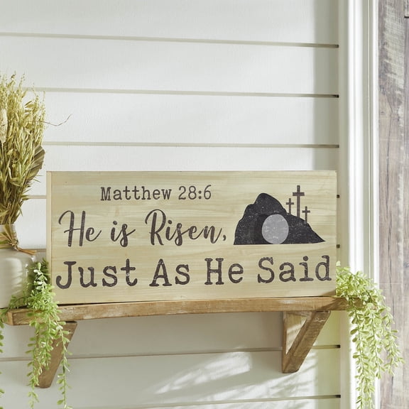 VHC Brands Celebrate Grace He is Risen Just As He Said MDF Wall Sign 8x19, Spring Decor, Home Decorations for Wall or Door, Spring and Easter Hanging Decoration