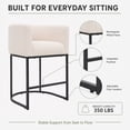 thumbnail image 4 of FANCROU 26" H Counter Height Bar Stools Set of 3, Fabric Barrel Stools with Back and Arms, Linen-Black Leg, 4 of 11