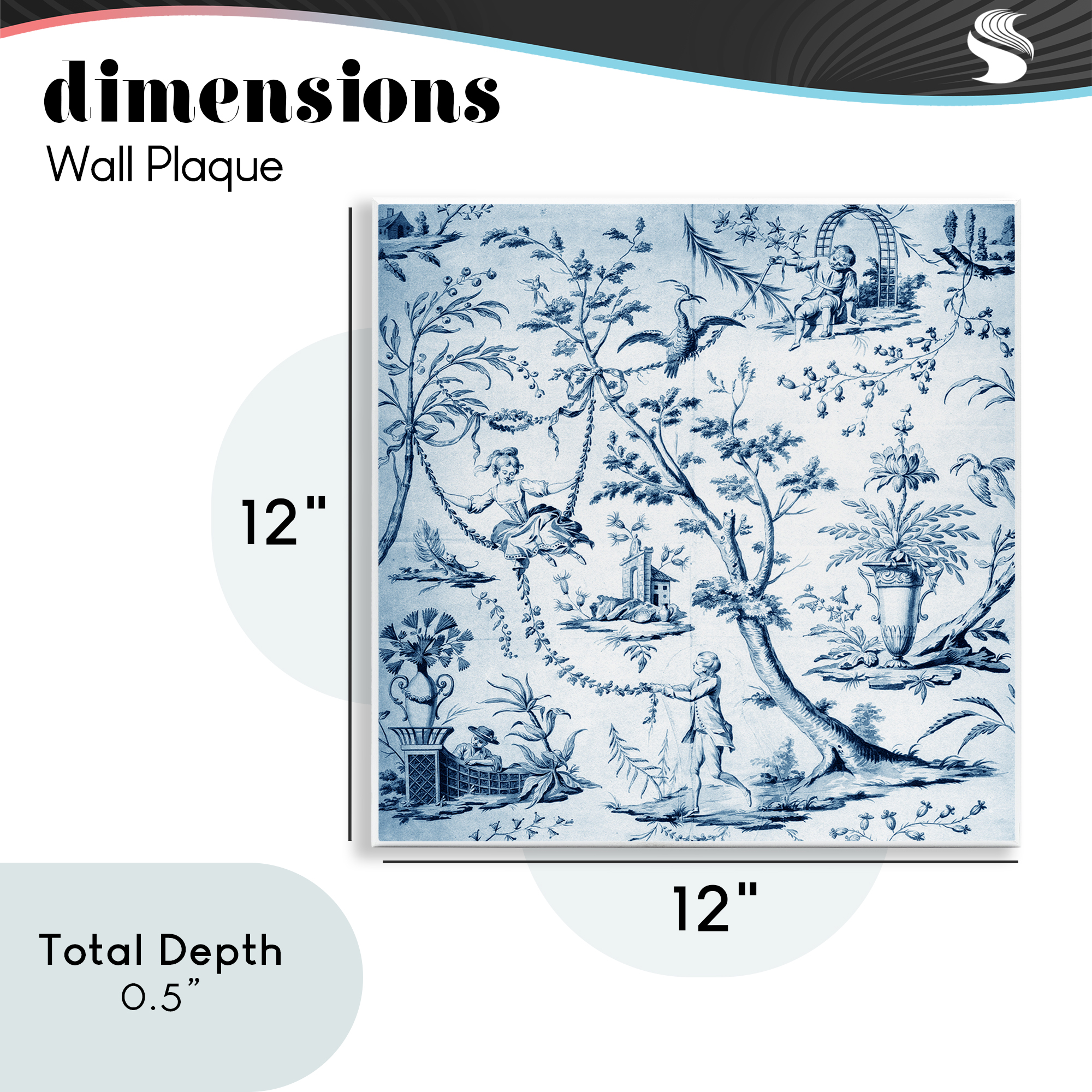 Vintage Toile Scene Wall Plaque Art, design by Vintage Hustle