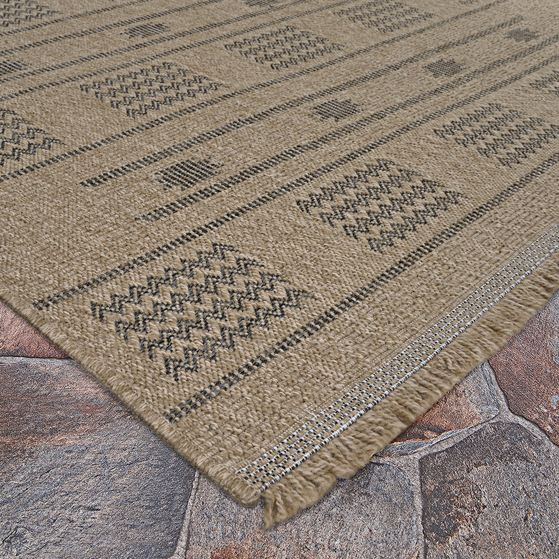 Couristan Naturalistic Sonoran Indoor/ Outdoor Area Rug, Natural-Charcoal, 5'3" Round