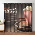 thumbnail image 1 of Jekeno Blackout Grommet Curtains,Movie Theater Theme Drapes, Old Fashion Entertainment Objects Related to Film, Window Drapes for Living Room Bedroom House Cafe Decor, 2 Panel Set,52" X 84", 1 of 8