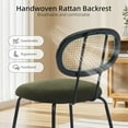 thumbnail image 5 of LIZHOUMIL Set of 2 Velvet Dining Chairs with Rattan Back, Black/Green, Metal Legs, 5 of 8
