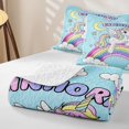 thumbnail image 4 of Manfei Rainbow Unicorn Twin Quilt Set, Cartoon Magic Animal Twin Coverlet Set, Blue, 2pcs, 1 Bedspread and 1 Pillowcase, 4 of 7