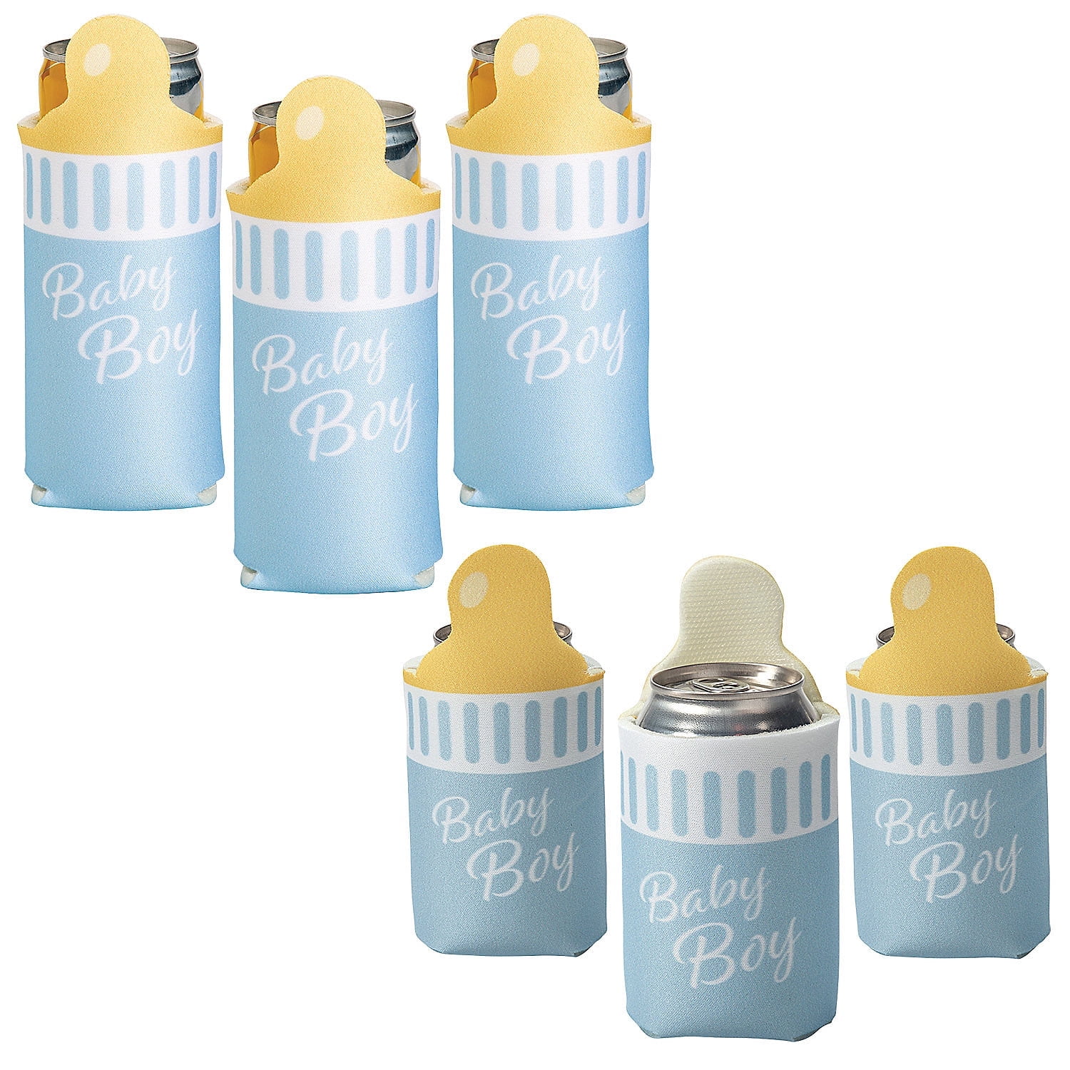 Fun Express Boy Baby Bottle Regular & Slim Fit Can Coolers - 24 Pc