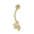 thumbnail image 2 of AVORA 10K Yellow Gold Simulated Diamond CZ Tiara Belly Button Ring Body Jewelry (14 Gauge), 2 of 5