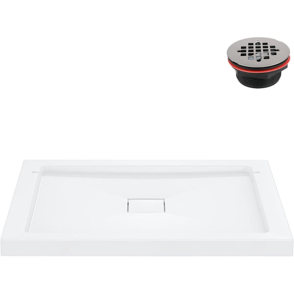 Streamline DT-2236-117 60 in. x 36 in. Corner PP Shower Base in Glossy White With Right Drain, Drain Included