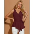 thumbnail image 4 of INSPIRE CHIC Hauts d'Été Sans Manches à Encolure en V Portefeuille à Taille Nouée pour Femmes, 4 of 5