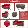 thumbnail image 6 of AECOJOY 6 Pieces Outdoor Furniture Set with Storage, Patio Rattan Wicker Sectional Sofa Couch Conversation Set, Red, 6 of 9