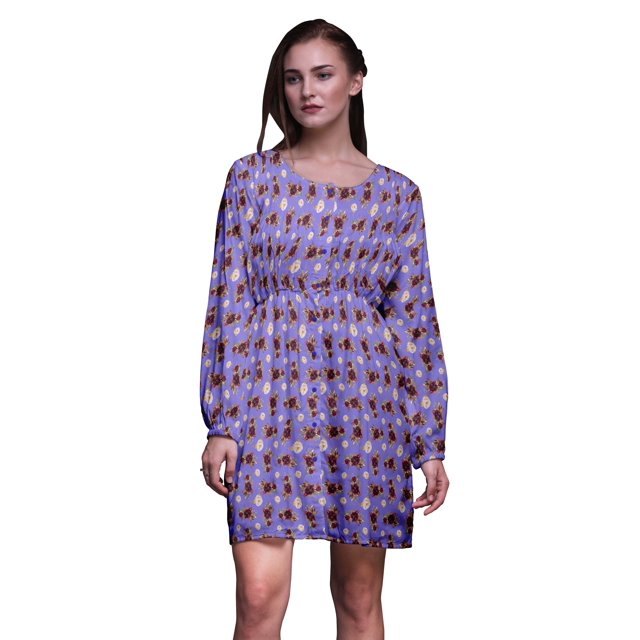 Bimba Robe Midi à Boutons Feuilles Violettes & Roses Florales Chemise Femme Été Tunique Décontractée-Grande