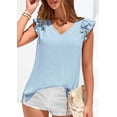 thumbnail image 3 of PRETTYGARDEN Womens Blouses Dressy Casual Summer V Neck Ruffle Cap Sleeve Business Work Tops Spring Teacher Shirts, 3 of 10