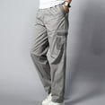 thumbnail image 4 of BiZtdJrK Mens Tactical Pants Big and Tall Straight Cargo Pants Causal Elastic Waist Multi Pockets Work Trousers for Outdoor Hiking Gray M, 4 of 5