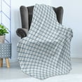 thumbnail image 4 of Trellis Soft Flannel Fleece Throw Blanket, Lattice Like Pattern Chain Nostalgic Monochrome Old Fashioned Tile Design, Cozy Plush for Indoor and Outdoor Use, 70" x 90", Pale Blue White, by Ambesonne, 4 of 5