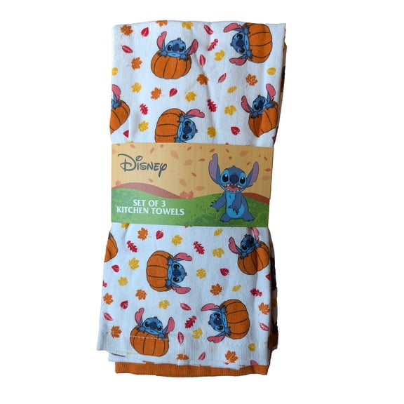 Disney Stitch 3 Pack 100% Cotton Kitchen Towels Autumn Pumpkin