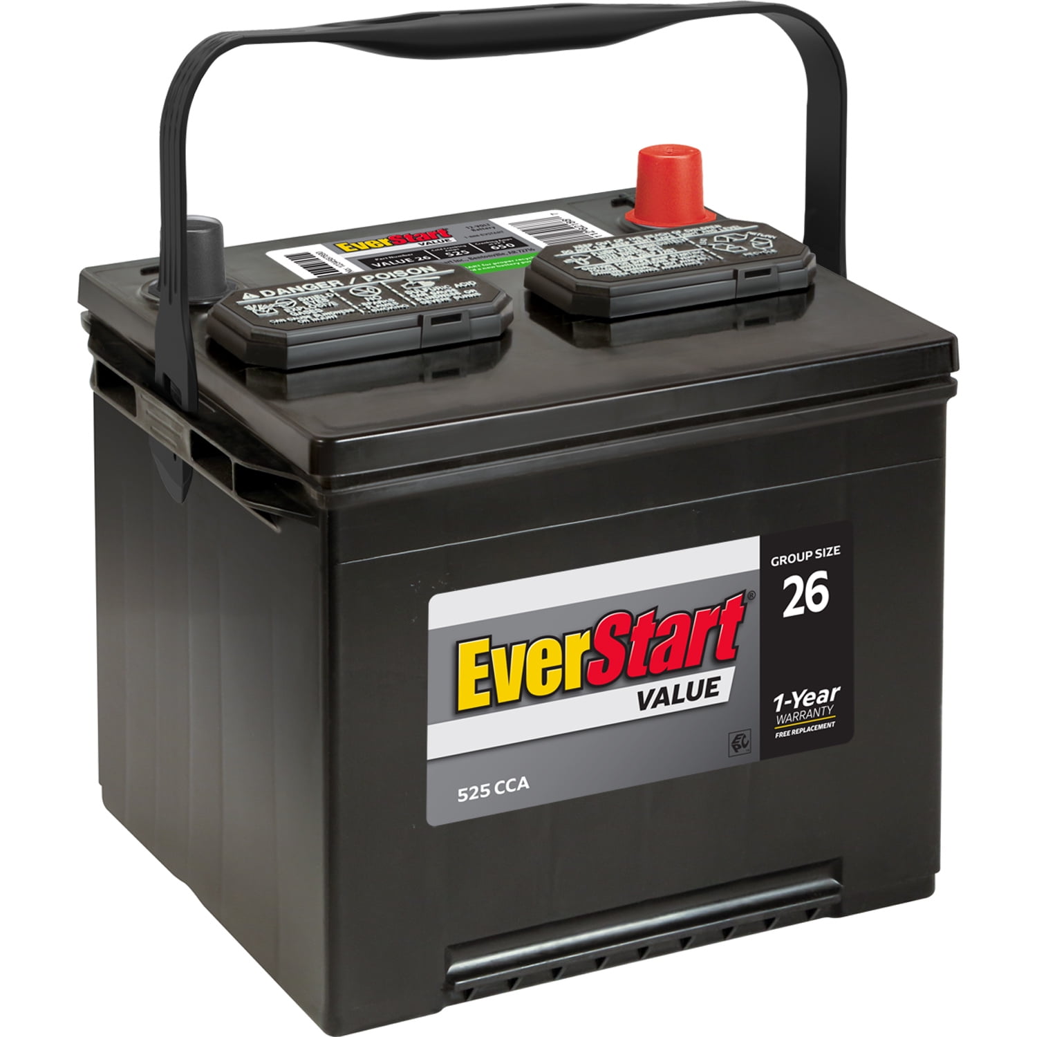 EverStart Value Lead Acid Automotive Battery, Group Size 26 (12 Volt / 525 CCA)
