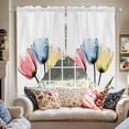 thumbnail image 2 of Tulips Swag Valances for Windows 2 Pack Colorful Floral Abstract Flowers Spring Summer Swag Kitchen Curtains 45 Inches Long Rod Pocket Short Window Treatment for Kitchen Bathroom 36"x45", 2 of 8