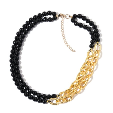- Shop LC Black Agate Beads Goldtone Strand Necklace for Women 20