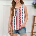 thumbnail image 4 of Delliss Girls' Summer Daily Stripe Crew Neck Tank Tops Casual Sleeveless Sports Red T Shirt, 4 of 6