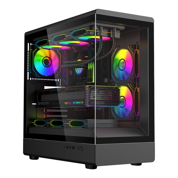 Black gaming computer tower metal case