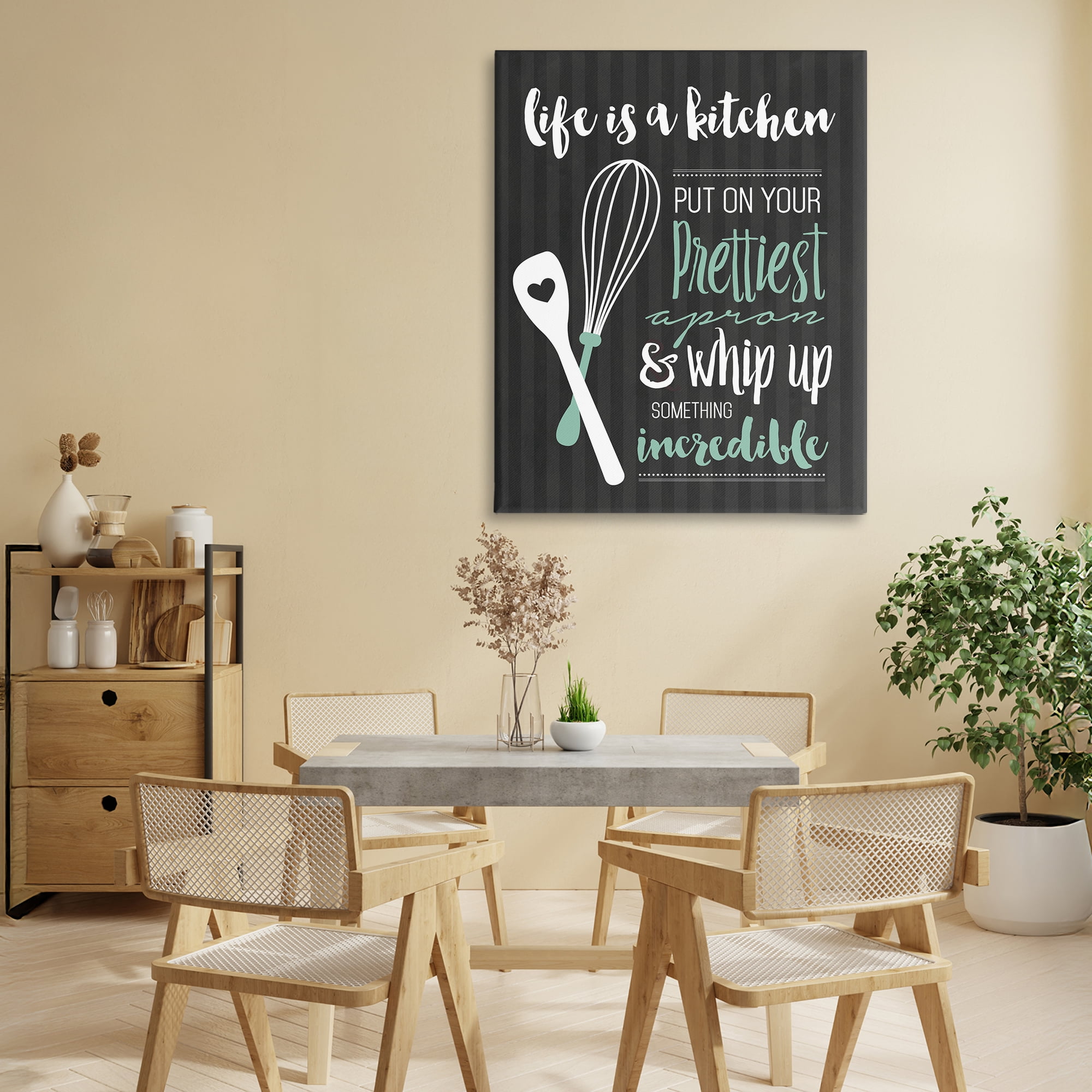 Life Is A Kitchen Motivational Canvas Wall Art, design by Lettered and Lined