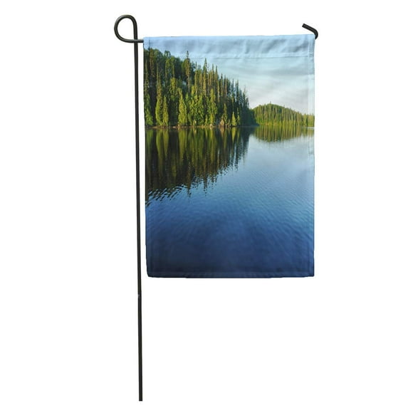 POGLIP Minnesota Reflections Coniferous Forest on Wilderness Lake Pine Landscape Garden Flag Decorative Flag House Banner 12x18 inch