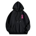 thumbnail image 6 of Oversized Sweatshirt for Women Pink Ribbon Print Cancer Awareness Hoodie Long Sleeve Fall Winter Pullover Tops (Black, L), 6 of 6