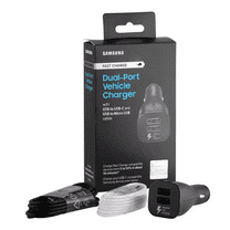 OEM Samsung Fast Dual-Port Car Charger, Micro USB & Type C, Black