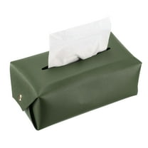 Tissue Box Cover with Button Rectangle Tissue Box Holder for Tabletop Bathroom(Dark Green, 0.7 x 0.4 x 0.3 Inch)