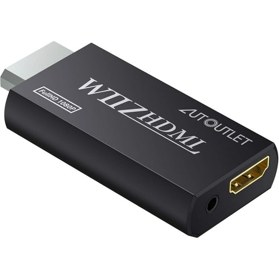AUTOUTLET Wii to HDMI Converter 1080P for Full HD Device, Wii HDMI Adapter with 3,5mm Audio Jack&HDMI Output Compatible with Nintendo Wii, Wii U, HDTV, Monitor-Supports All Wii Display Modes 720P