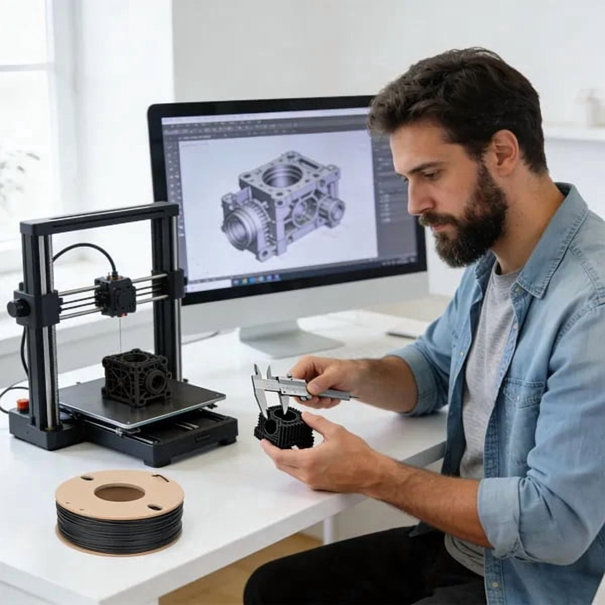 15% Carbon Fiber PETG-CF 3D Printer Filament, High Rigidity Engineering Material for Functional Parts (1.75mm, FDM Compatible)