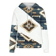 thumbnail image 4 of Western Aztec Casual Hoodies for Women Geometric Print Pullover Vintage Ethnic Long Sleeve Loose Hooded Sweatshirt Tops, 4 of 5