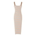 thumbnail image 6 of Fsqjgq Womens Summer Dresses Vacation Dresses for Women Striped Knit Bodycon Midi Dress Square Neck Side Slit Tank Ribbed Sweater Dresses Plus Size Vacation Dress Women's Summer Casual Boho Dress M, 6 of 8