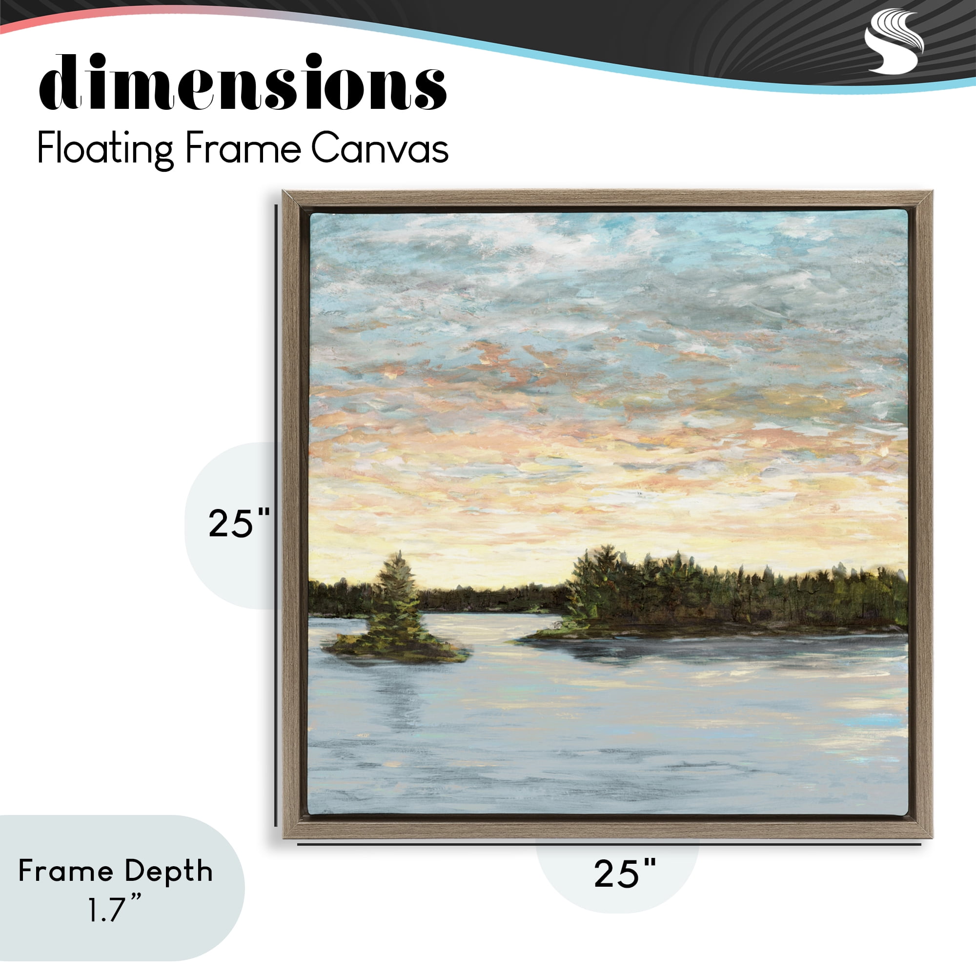 Stupell Industries Lake Shore at Sundown Brown Framed Floater Canvas Wall Art, design by Julie DeRice