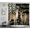 thumbnail image 3 of 4PCS Deer Shower Curtain Set, Camo Camouflage Black American Flag Moose Elk Woodland Animal Hunting Lodge Cabin Country Rustic Farmhouse Bathroom Decor Fabric Shower Curtain, Non-slip Bath Mat, 3 of 7