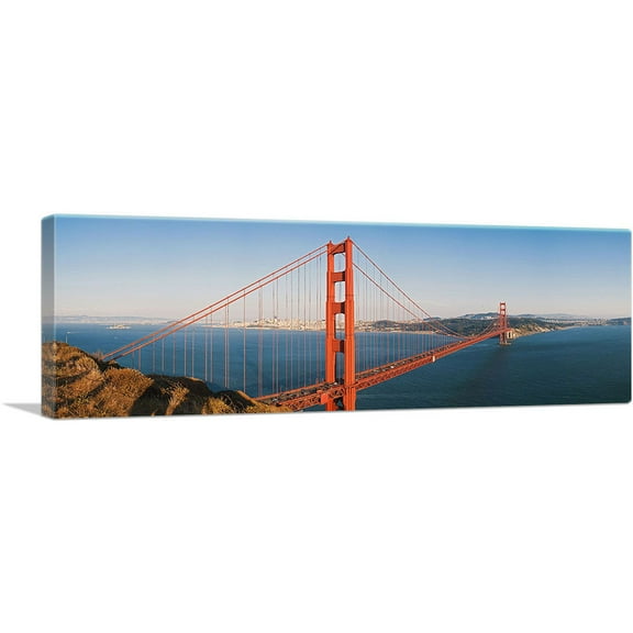 ARTCANVAS San Francisco Bay California Golden Gate Bridge Canvas Art Print - Size: 36" x 12" (0.75" Deep)