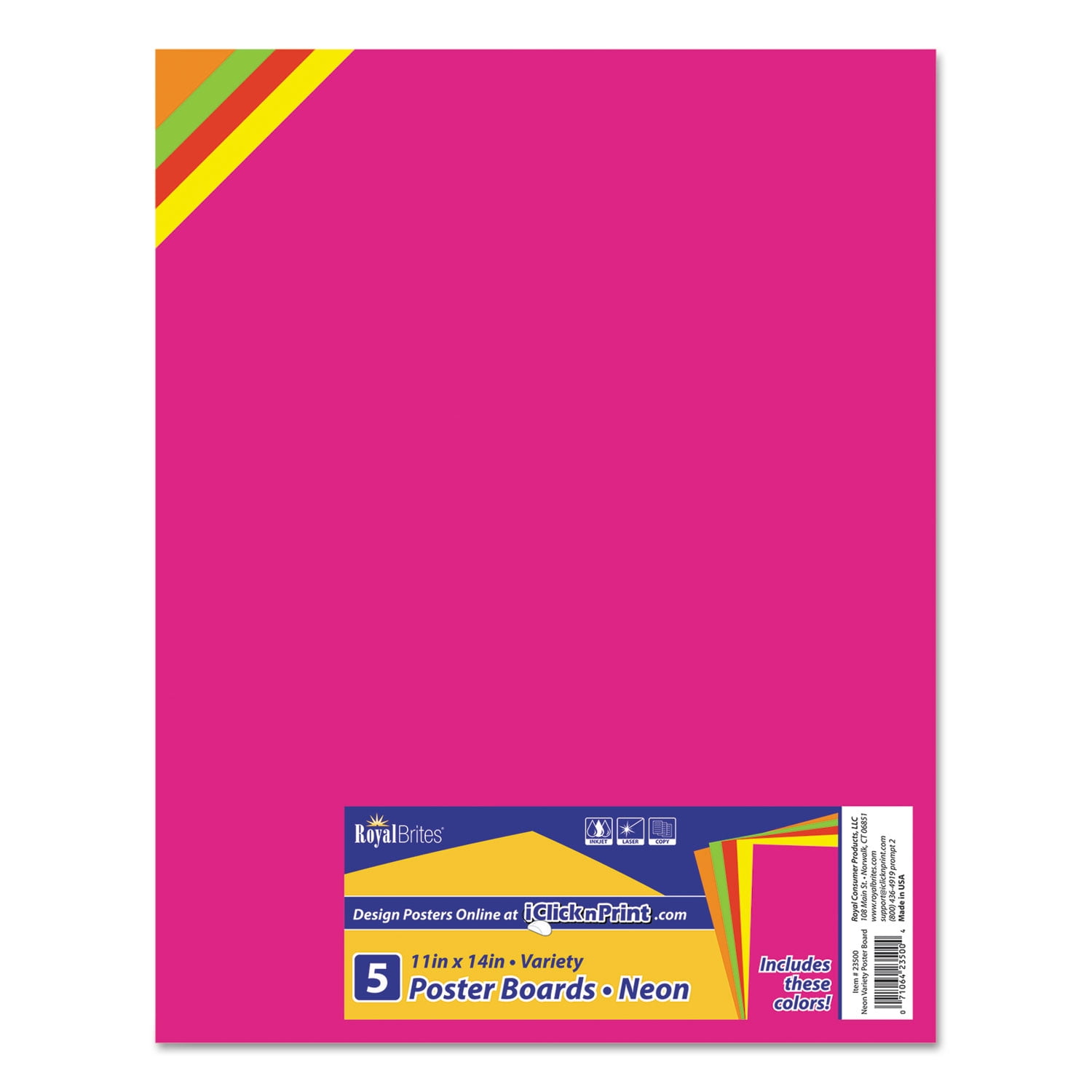School Smart Poster Board 11 x 14 Inches Pack of 25 Assorted Neon Color 