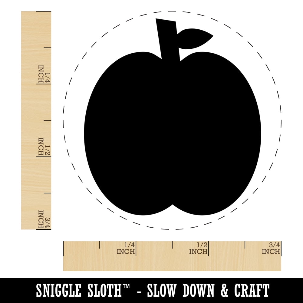 Apple Fruit Self-Inking Rubber Stamp Ink Stamper - Blue Ink - Small 3/4 Inch