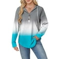 thumbnail image 4 of Sexlip Womens Color Block Sweatshirt Zip Long Sleeve V Neck Drawstring Hoodies Casual Fall Comfort Pocket Pullover Tops Blue XL, 4 of 7