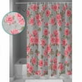 thumbnail image 3 of Shower Curtain, Summer Watercolor Pink Rose Leaf on Grey Waterproof Shower Curtain Set with Hooks for Bathroom Showers,Stalls and Bathtubs,72x84In Farmhouse Flowers, 3 of 9