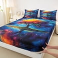 thumbnail image 3 of Manfei Tree Of Life Boy Girl Twin Sheet Sets 3pcs,Bohemian Theme Twin Fitted Sheet Microfiber,Starry Sky Breathable Flat Sheet,Breathable Home Decor, 3 of 7