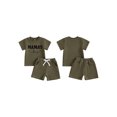 thumbnail image 2 of Toddler Baby Boys Summer Outfits 6 12 18 24 Months 2T 3T Letter Embroidered Waffle Short Sleeve T-Shirts Elastic Waist Shorts 2Pcs Clothes Set, 2 of 9
