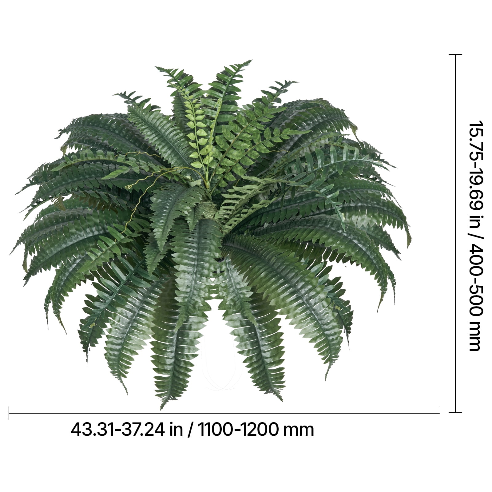VEVOR Artificial Ferns 2 Pcs, Natural Spread Diameter 43-47 Inch, Large Hanging Artificial Boston Ferns, Fake Plant Wall Decor with 50 Branches, Faux Fern for Home and Office (Flowerpot Unincluded)