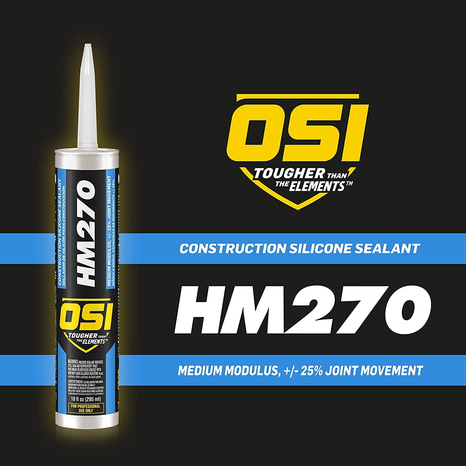 ill　M OSI HM270 Clear Silicone Construction Sealant 10-Fluid Ounce